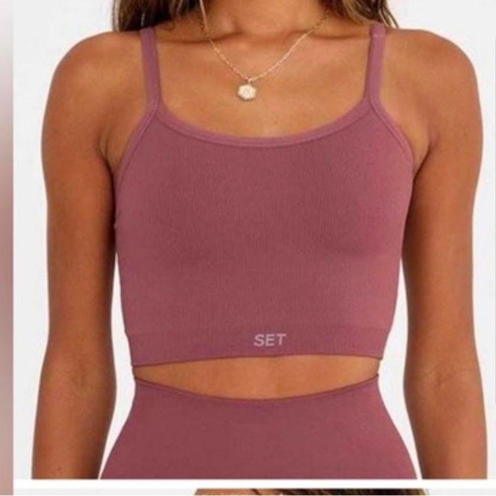 SET Active SculptFlex Ribbed Bra - Cami Style - Canyon (Mauve Pink) - Size S